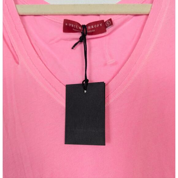 NWT n:Philanthropy Neon Pink Pepper V-Neck Tank Top Size S - Picture 8 of 9